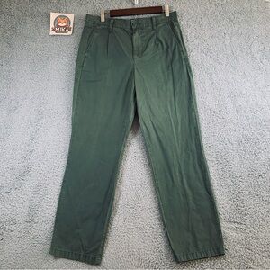 NWT‎ J.Crew Pants Women's Slouchy Boyfriend Chino Pleated Cotton Green Size 26